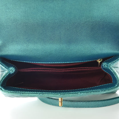 Chanel Metallic Caviar Quilted Mini Coco Handle Flap Blue 9 of 10