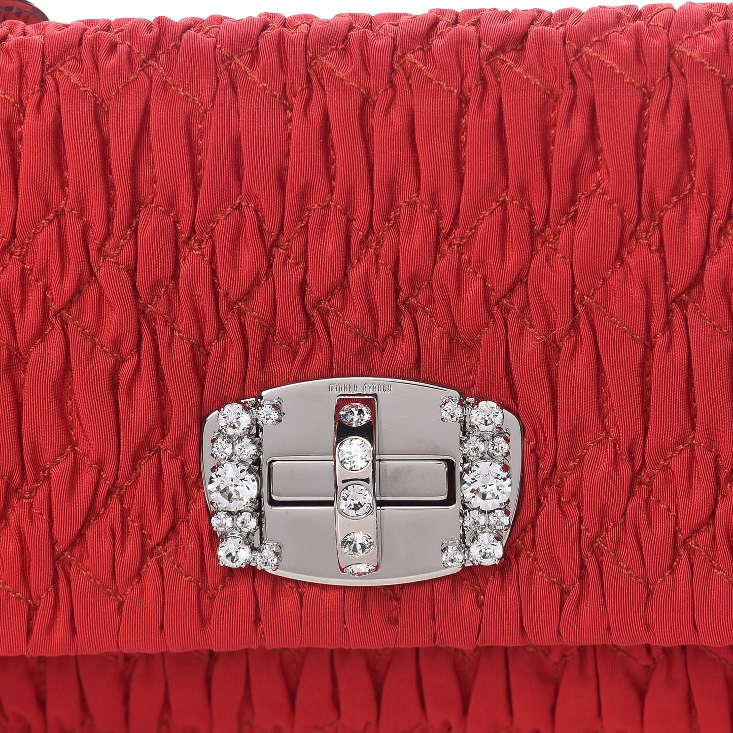 Faille Matelasse Crystal Flap Clutch Fuoco