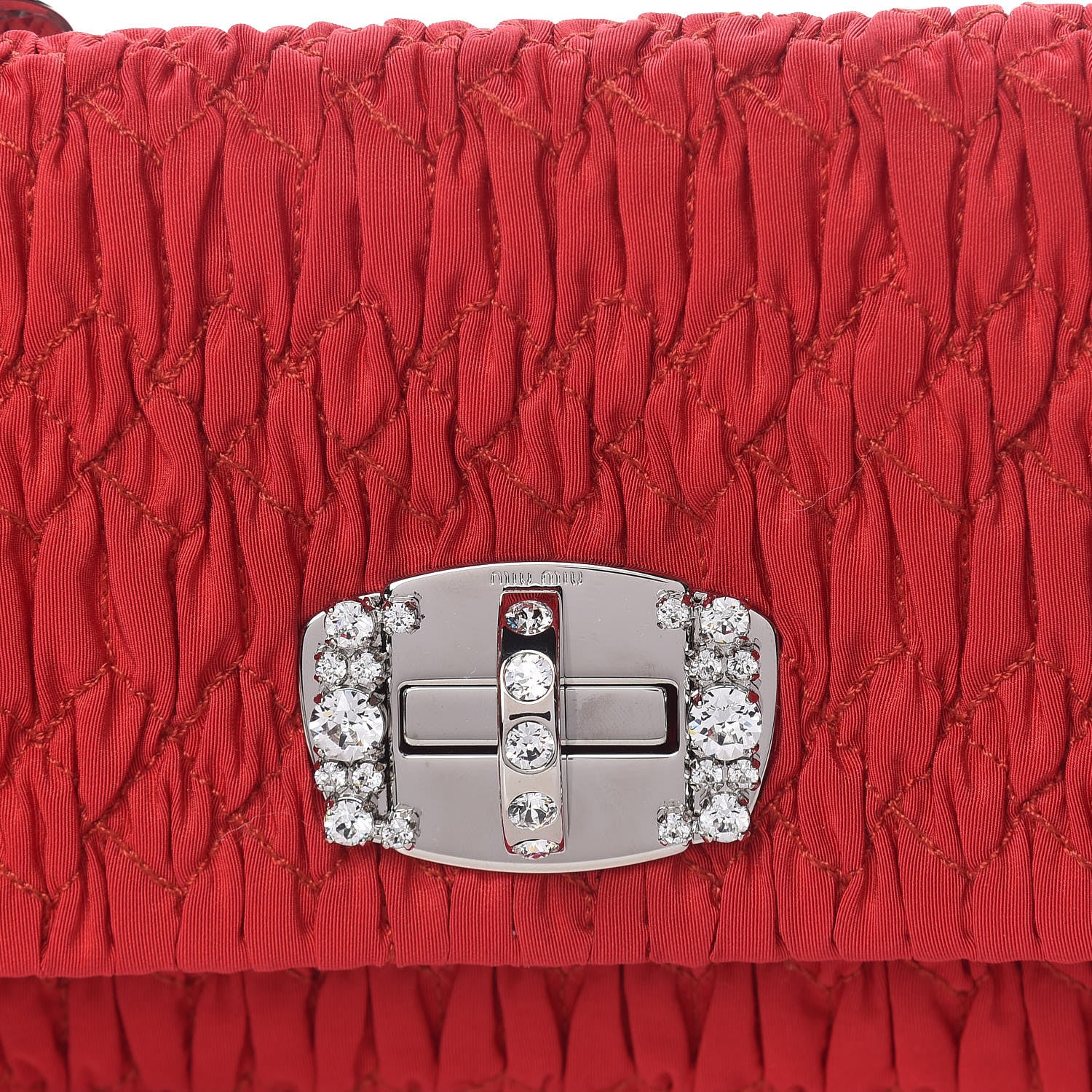 Miu Miu Faille Matelasse Crystal Flap Clutch Fuoco 11 of 11