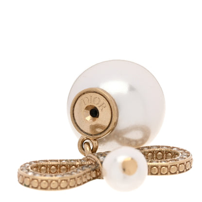 Christian Dior Pearl Crystal Bow Tribales Earrings Gold 4 of 4