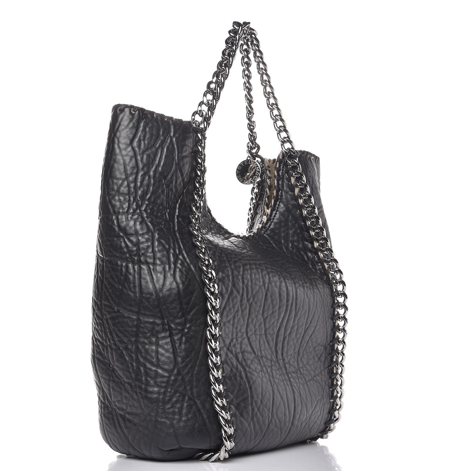 Stella McCartney Shaggy Deer Shearling Chain Falabella Tote Black 3 of 6