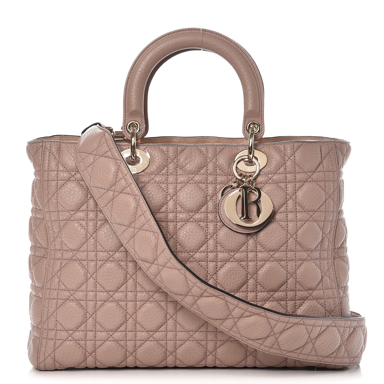 Christian Dior Grained Calfskin Cannage Large Lady Dior Light Pink 1 of 7
