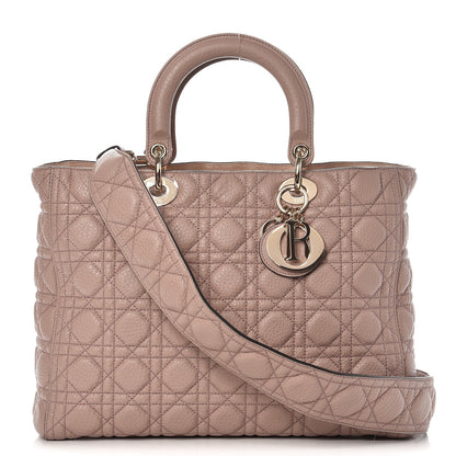 Christian Dior Grained Calfskin Cannage Large Lady Dior Light Pink 1 of 7