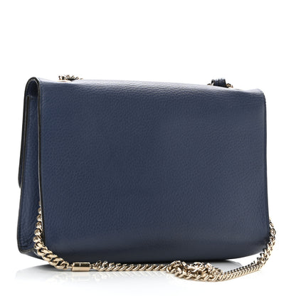 Gucci Pebbled Calfskin Medium Miss Bamboo Shoulder Bag Navy 3 of 12