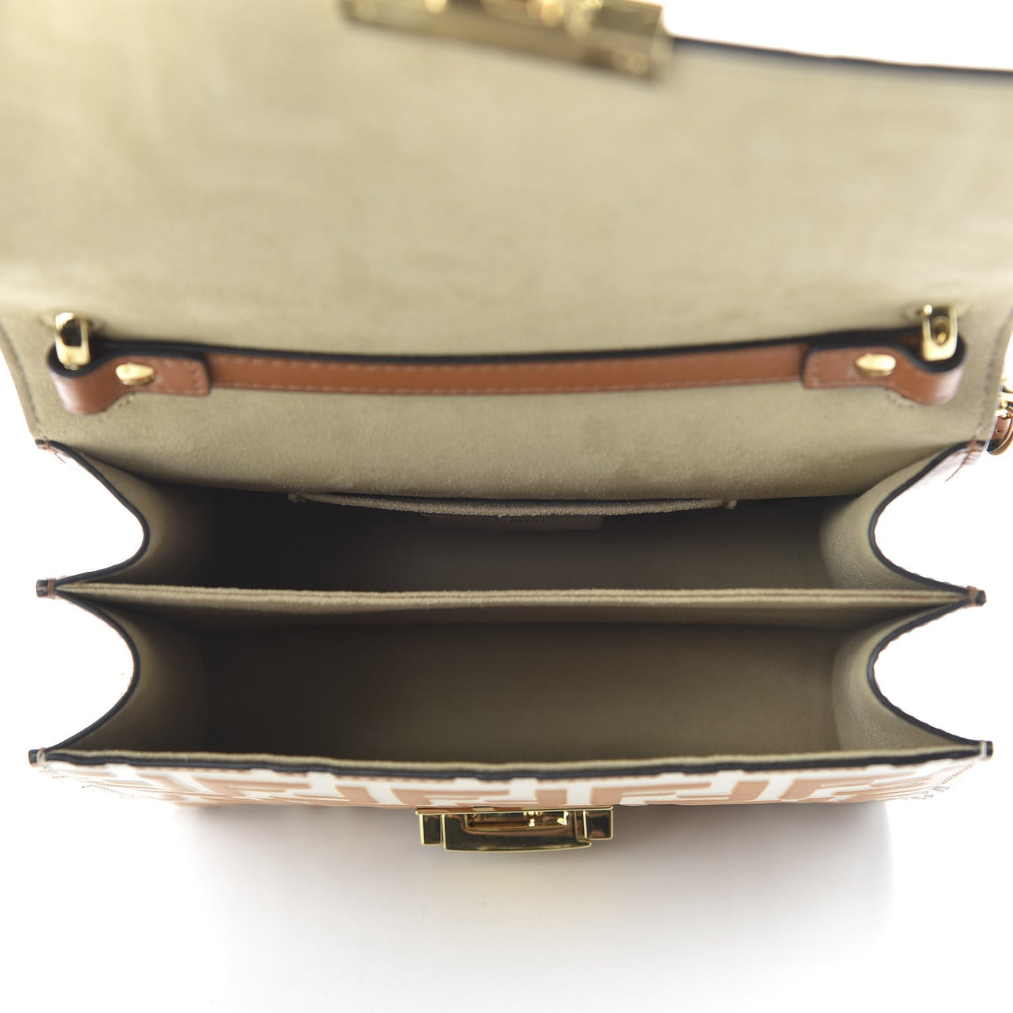 Vitello Liberty Bi-Color FF 1974 Embossed Small Kan U Shoulder Bag Camelia Saddler