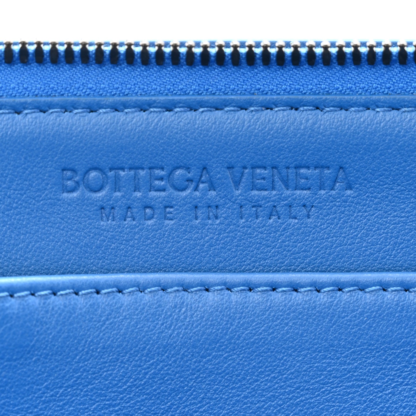 Nappa Intrecciato Wristlet Zip Wallet Bluette