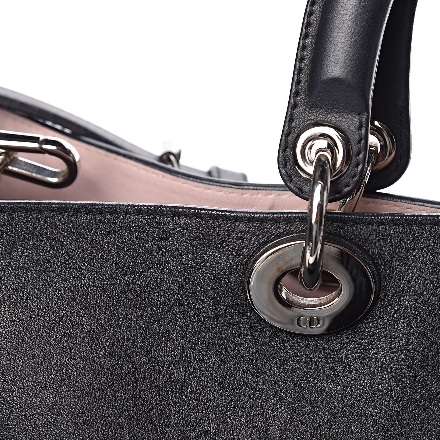 Smooth Calfskin Large Diorissimo Tote Black Rose Poudre
