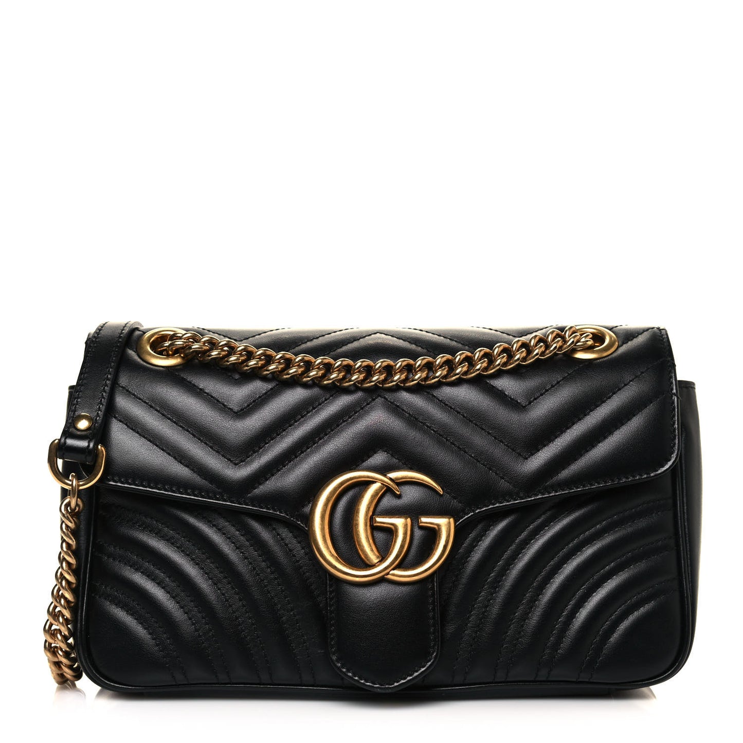 Calfskin Matelasse Small GG Marmont Shoulder Bag Black