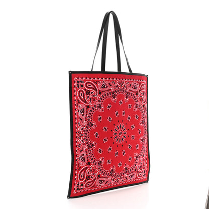 Saint Laurent Canvas Bandana Antibe Flat Shopping Tote Red 3 of 8