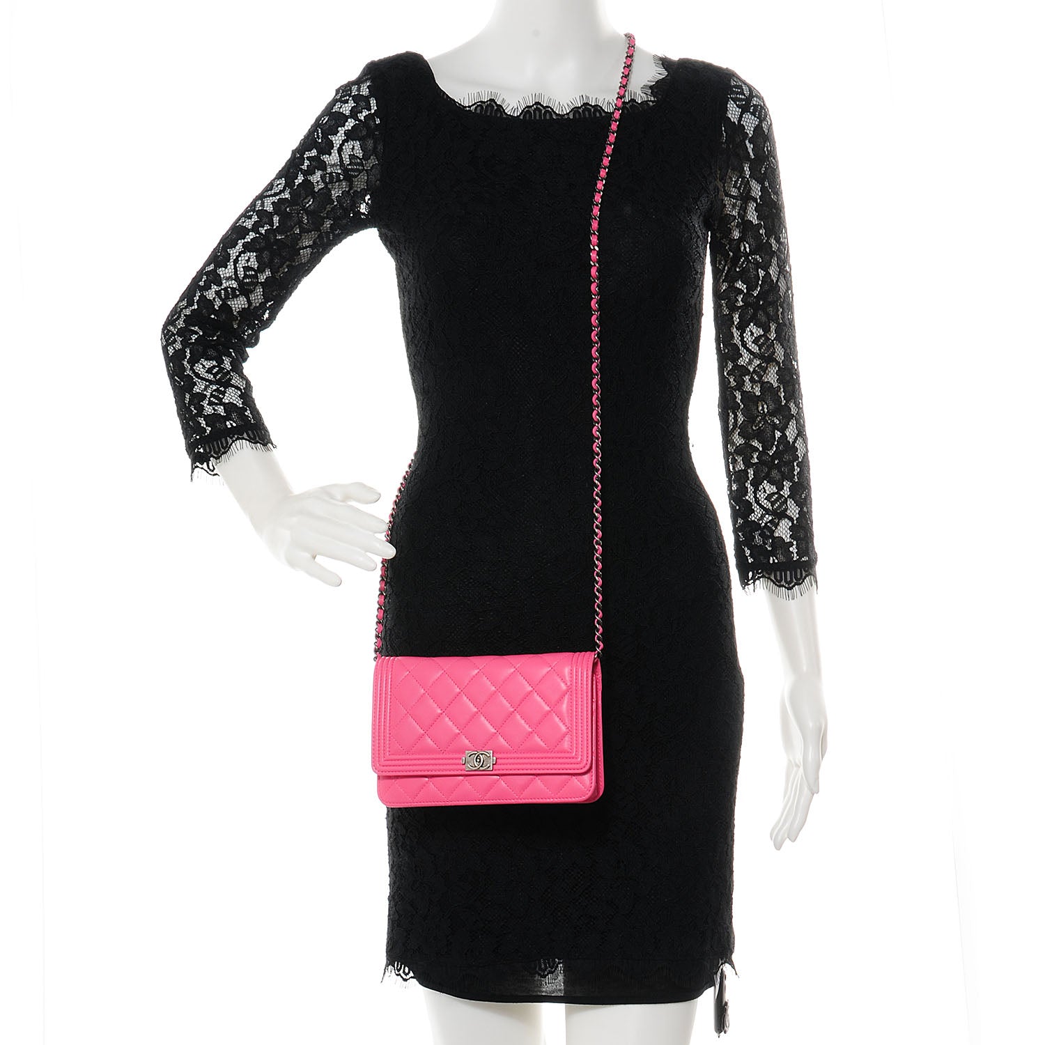 Chanel Lambskin Boy Wallet on Chain WOC Pink 2 of 9