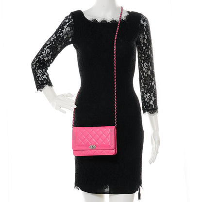 Chanel Lambskin Boy Wallet on Chain WOC Pink 2 of 9