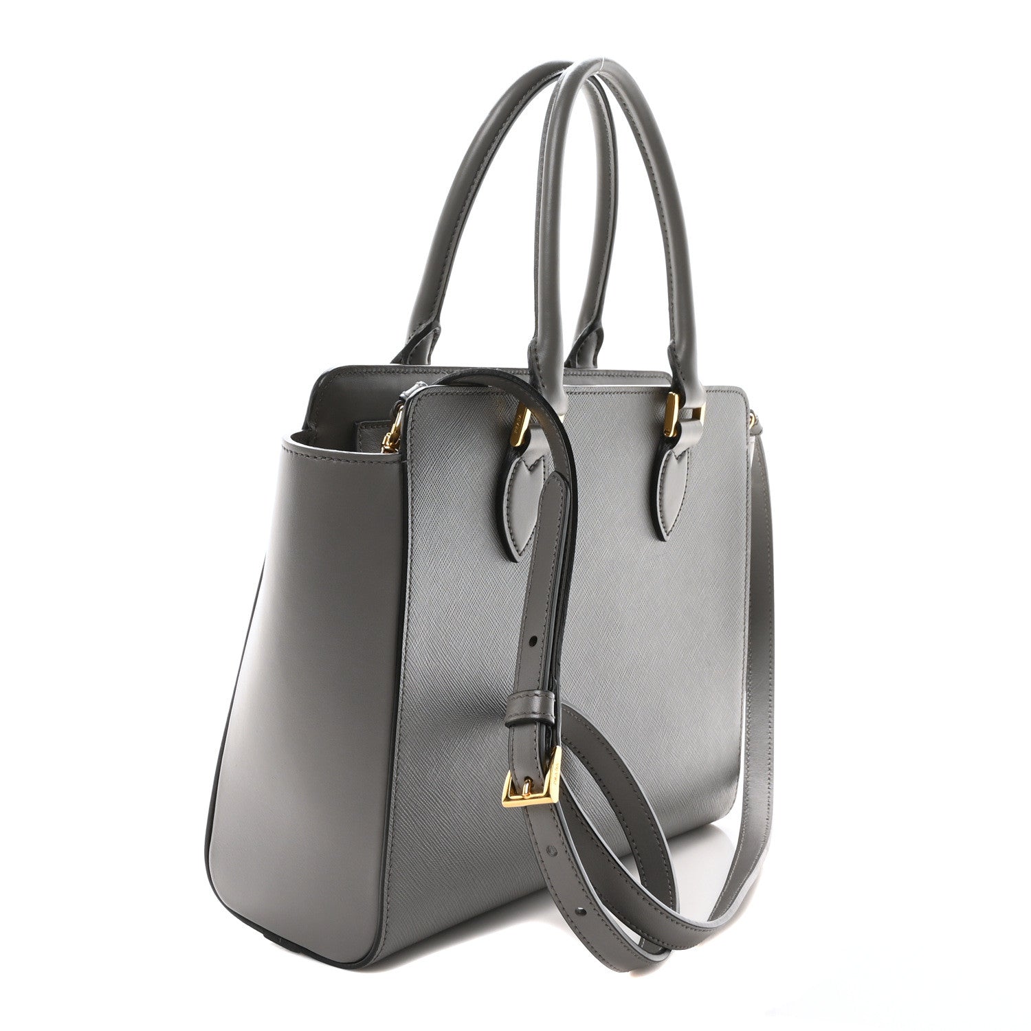 Prada Saffiano Soft Calfskin Small Zippered Tote Marmo 2 of 9