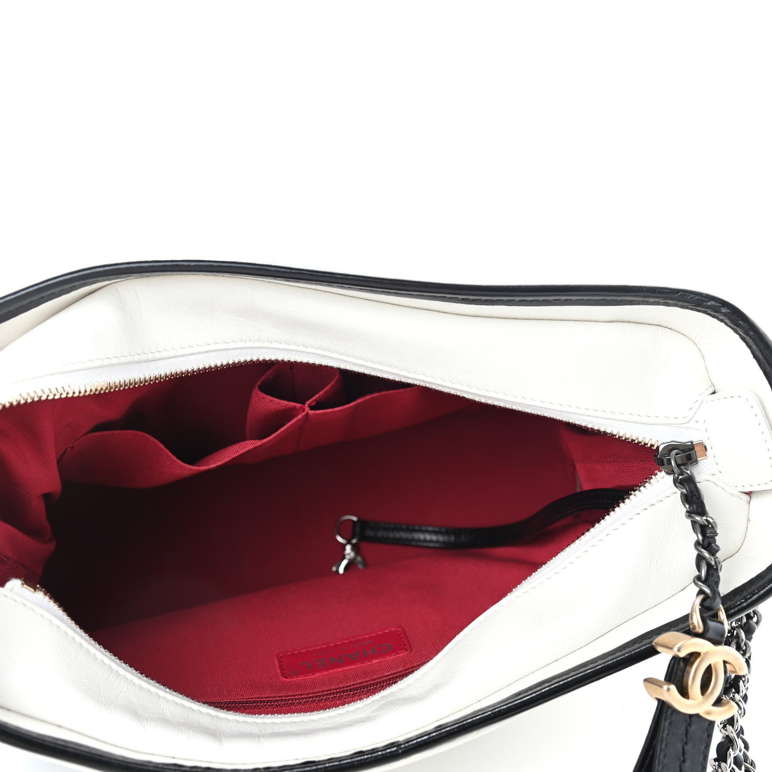 Chanel Aged Calfskin Quilted Medium Gabrielle Hobo Black White 7 of 10