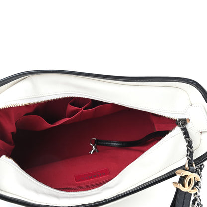 Chanel Aged Calfskin Quilted Medium Gabrielle Hobo Black White 7 of 10