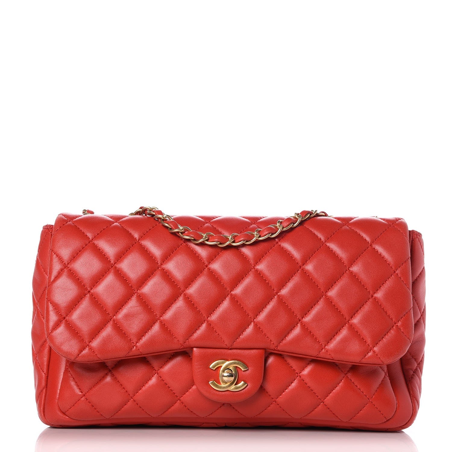 Chanel Lambskin Quilted Large Now and Forever Flap Red 1 of 10