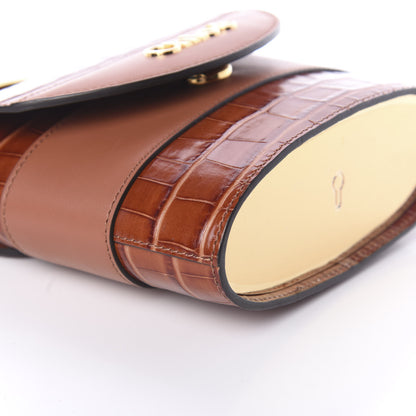 Chloe Calfskin Crocodile Embossed Small Aby Lock Chestnut Brown 8 of 9