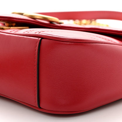 Gucci Calfskin Matelasse Mini GG Marmont Shoulder Bag Hibiscus Red 10 of 12