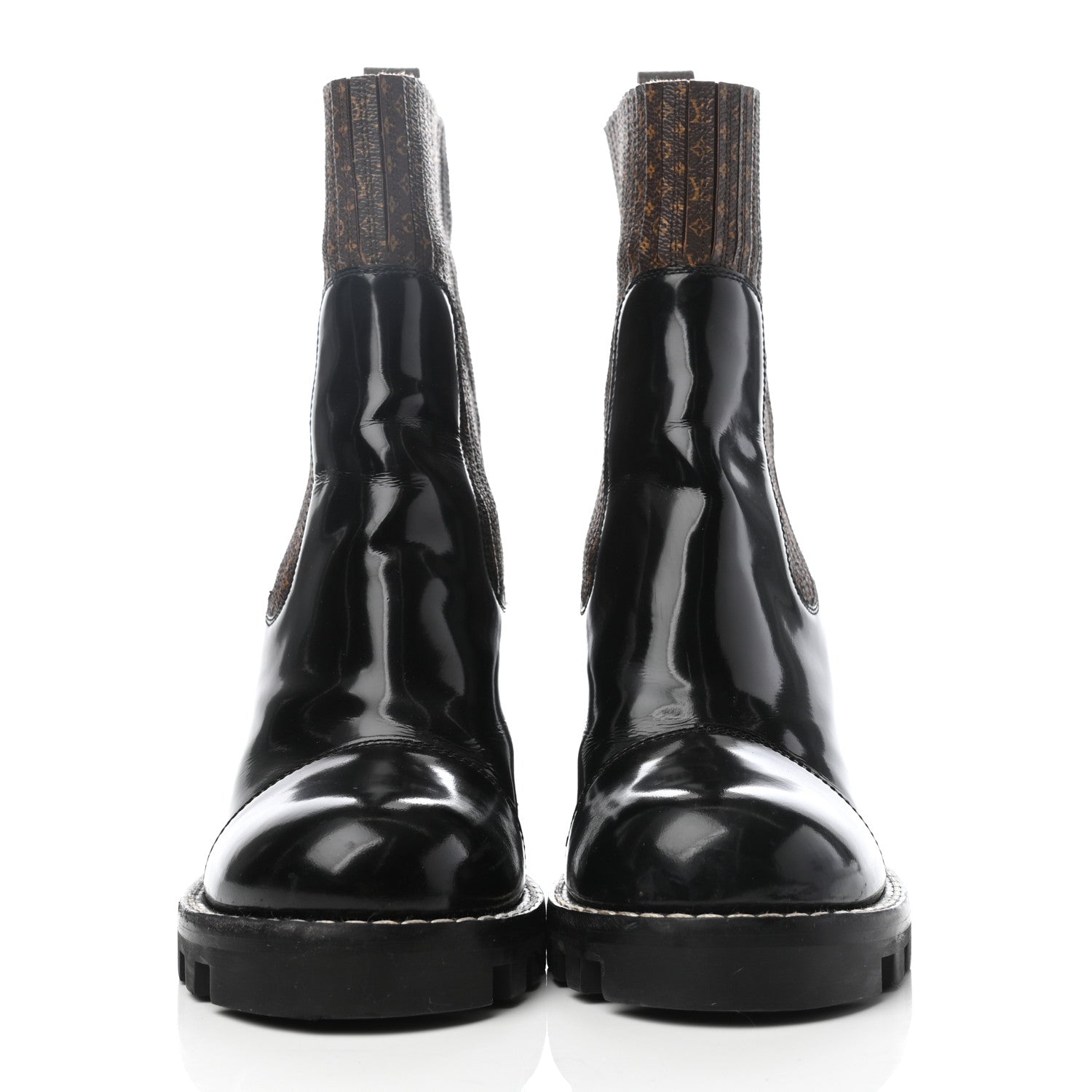 Louis Vuitton Patent Nano Monogram Ankle Star Trail Boots 40 Black 2 of 8