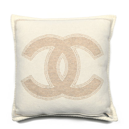 Chanel Merino Wool Cashmere CC Pillow Beige Off White 2 of 3