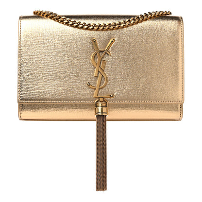 Saint Laurent Metallic Calfskin Small Classic Monogram Kate Tassel Satchel Gold 1 of 12