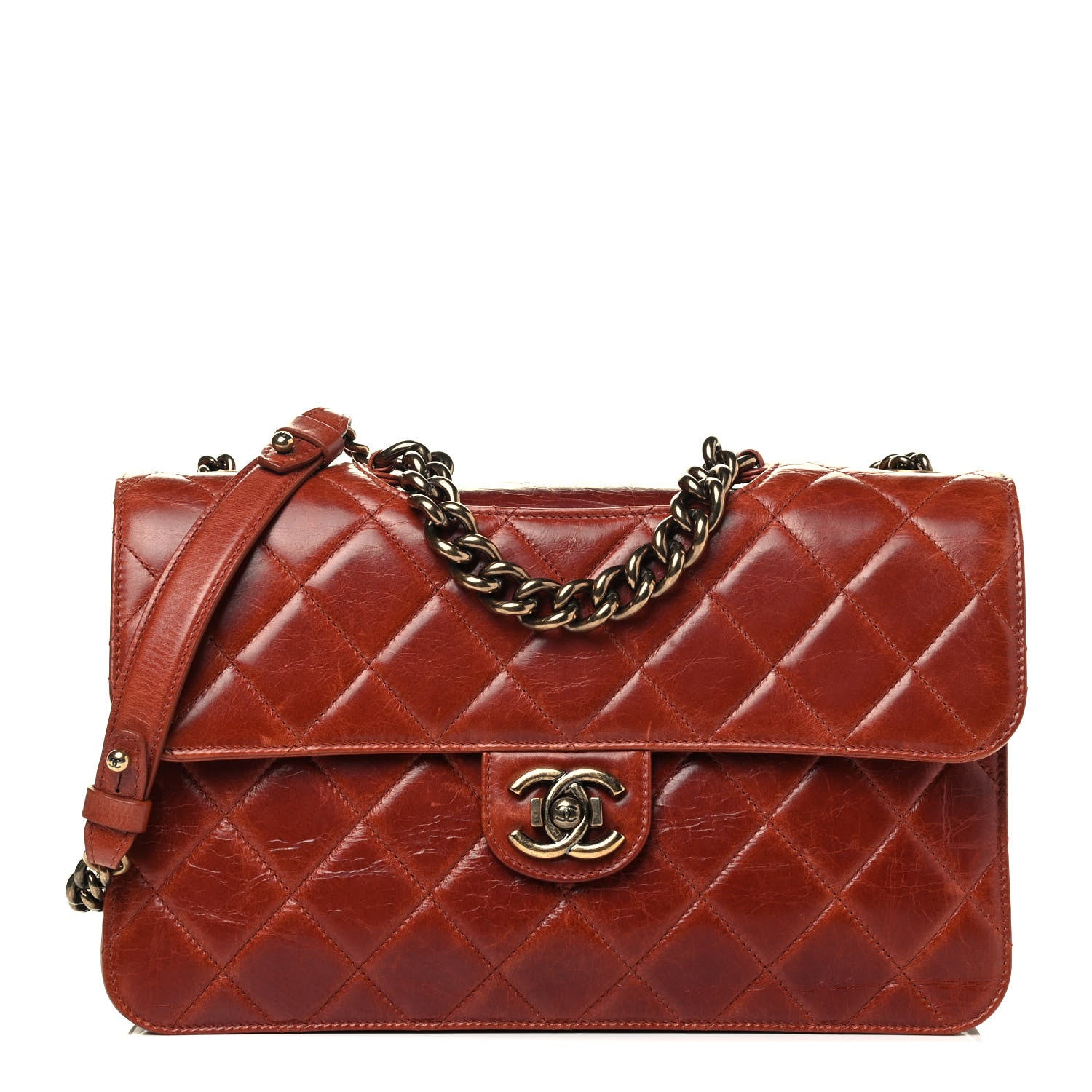 Chanel Glazed Calfskin Quilted Large Perfect Edge Flap Camel 1 of 4