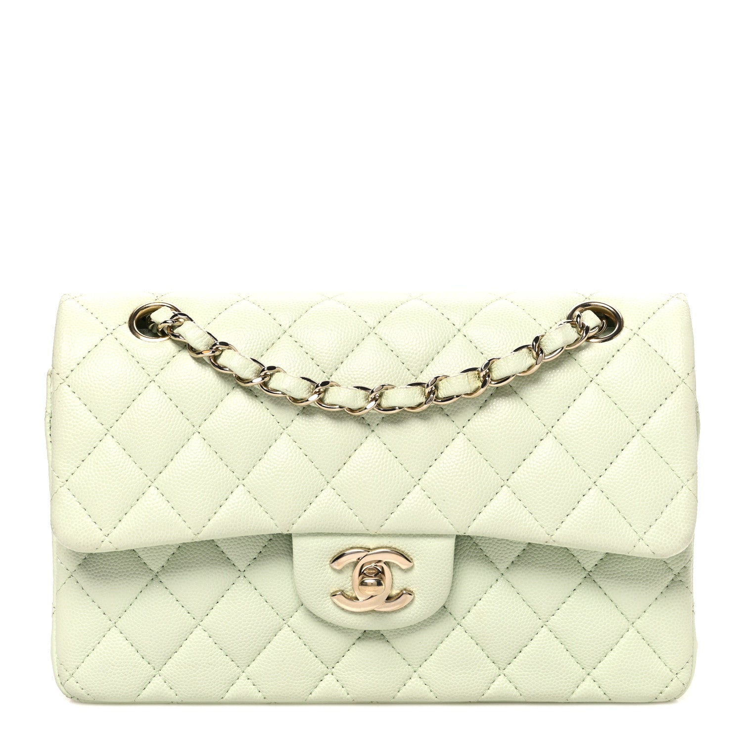 Chanel Caviar Quilted Small Double Flap Light Green 1 of 10