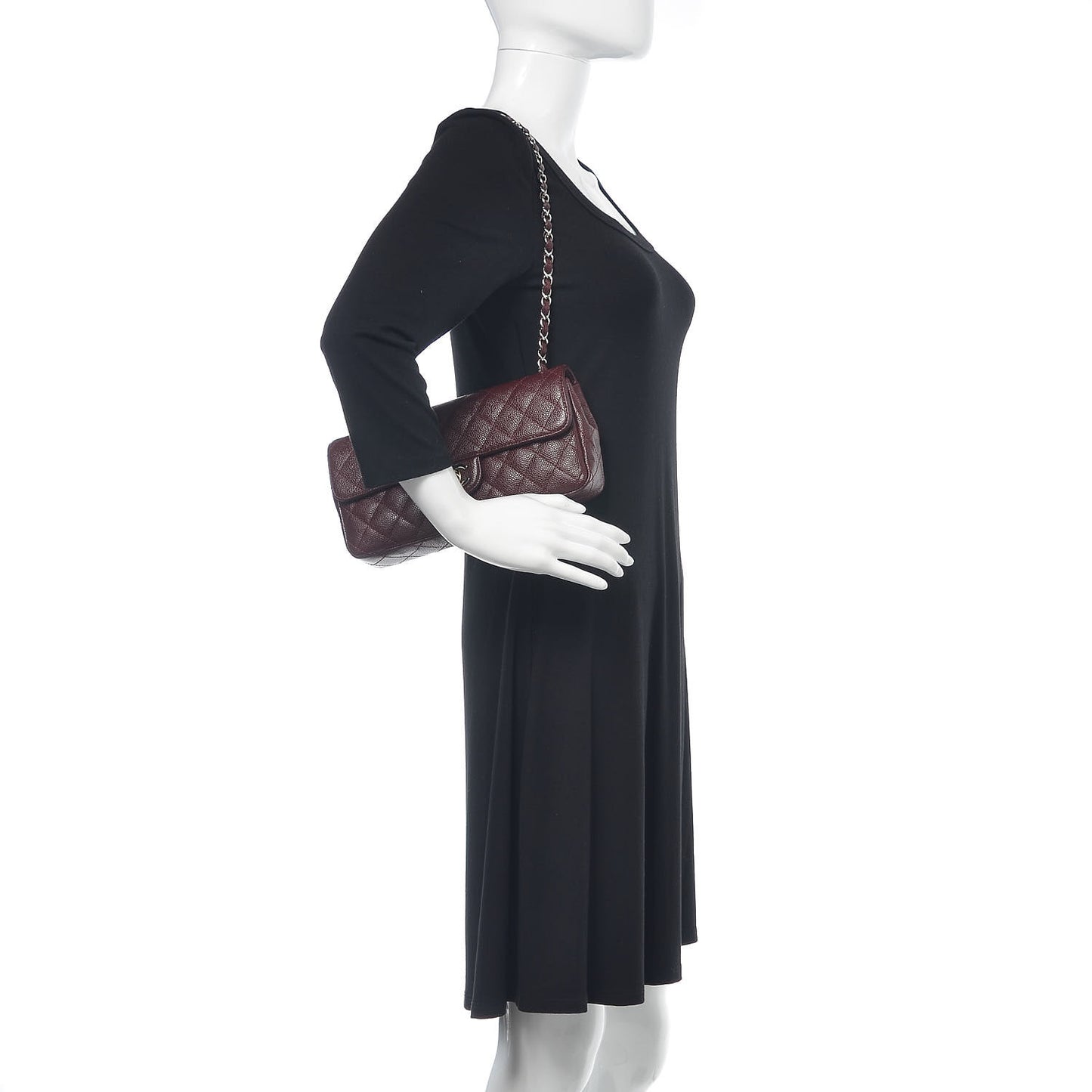 Caviar Quilted East West Flap Bordeaux