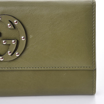 Gucci Calfskin Studded Blondie Continental Wallet Green 10 of 12