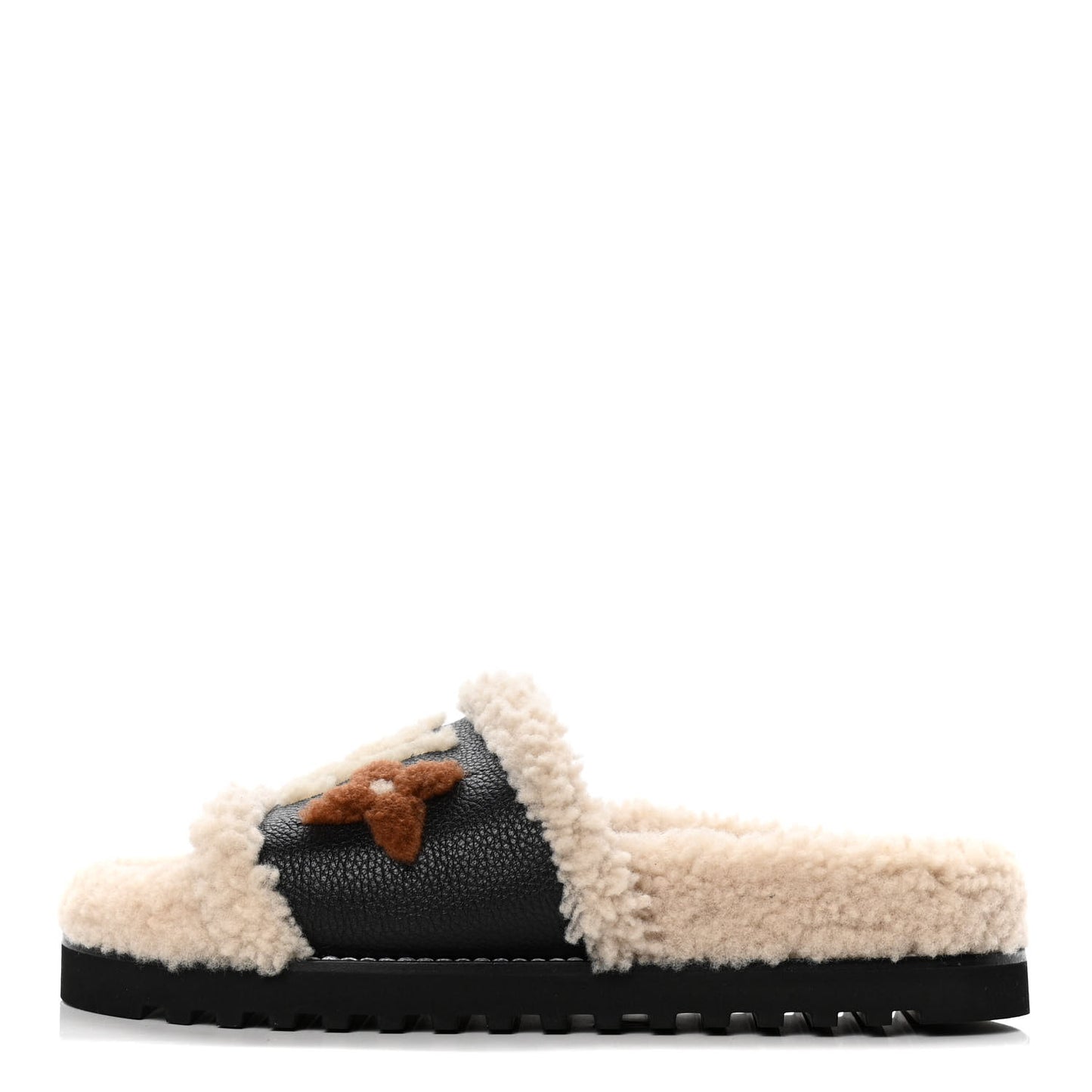 Shearling Calfskin Paseo Flat Comfort Mule 38 Beige