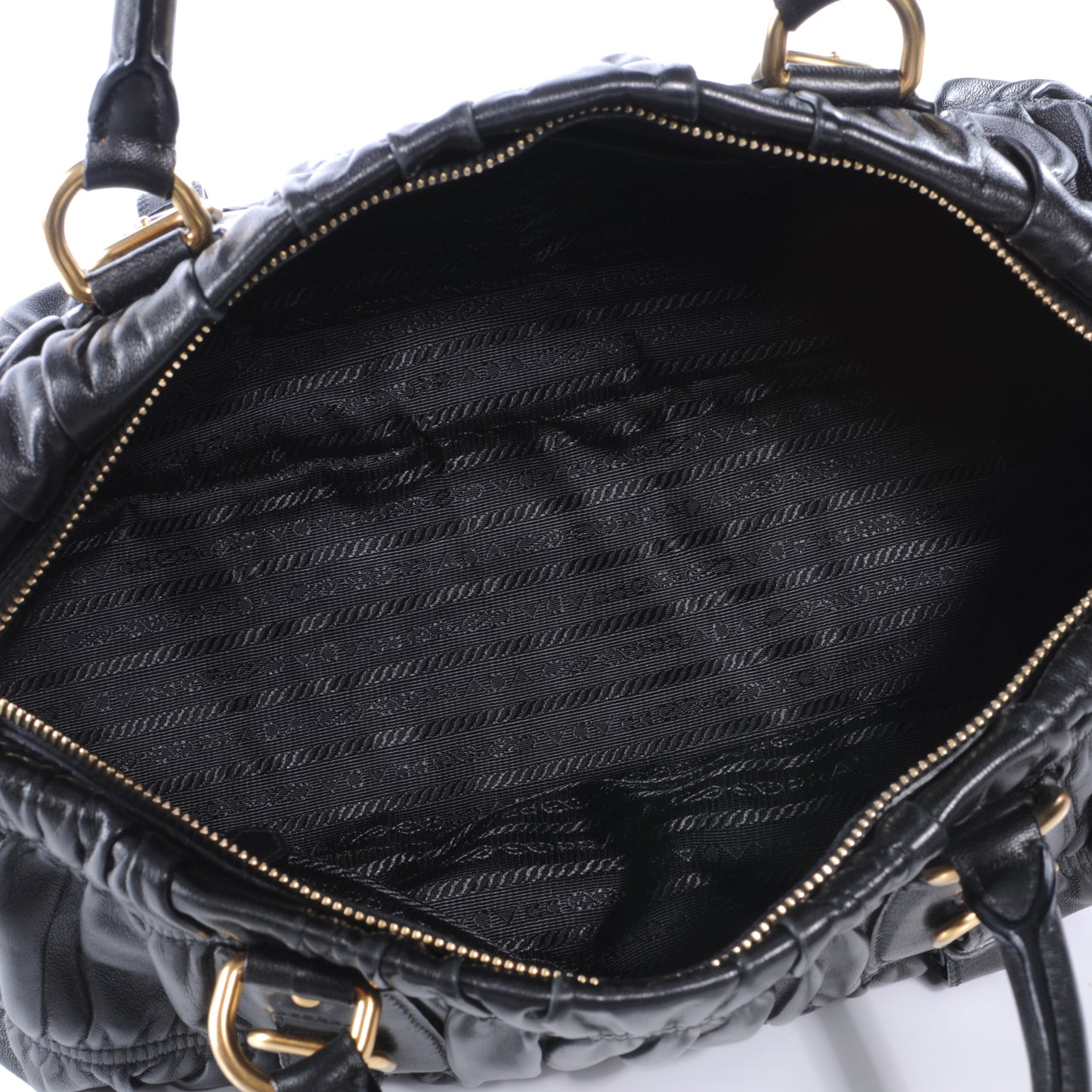 Nappa Leather Gaufre Handbag Nero Black