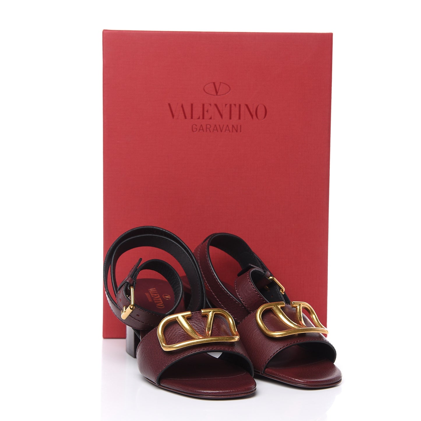 Grainy Cowhide VLogo 60mm Sandals 36 Rubin