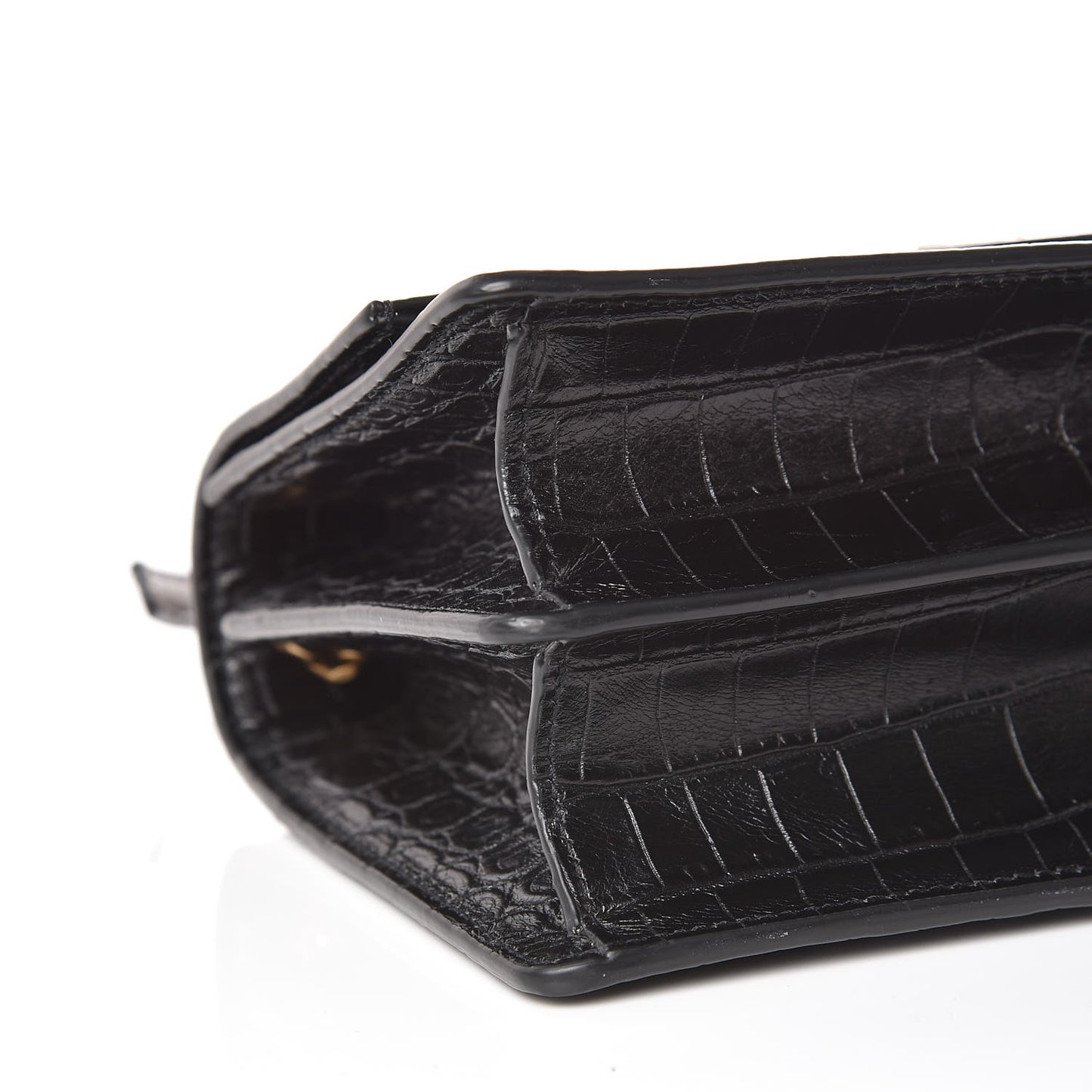Calfskin Crocodile Embossed Small Monogram Sunset Black