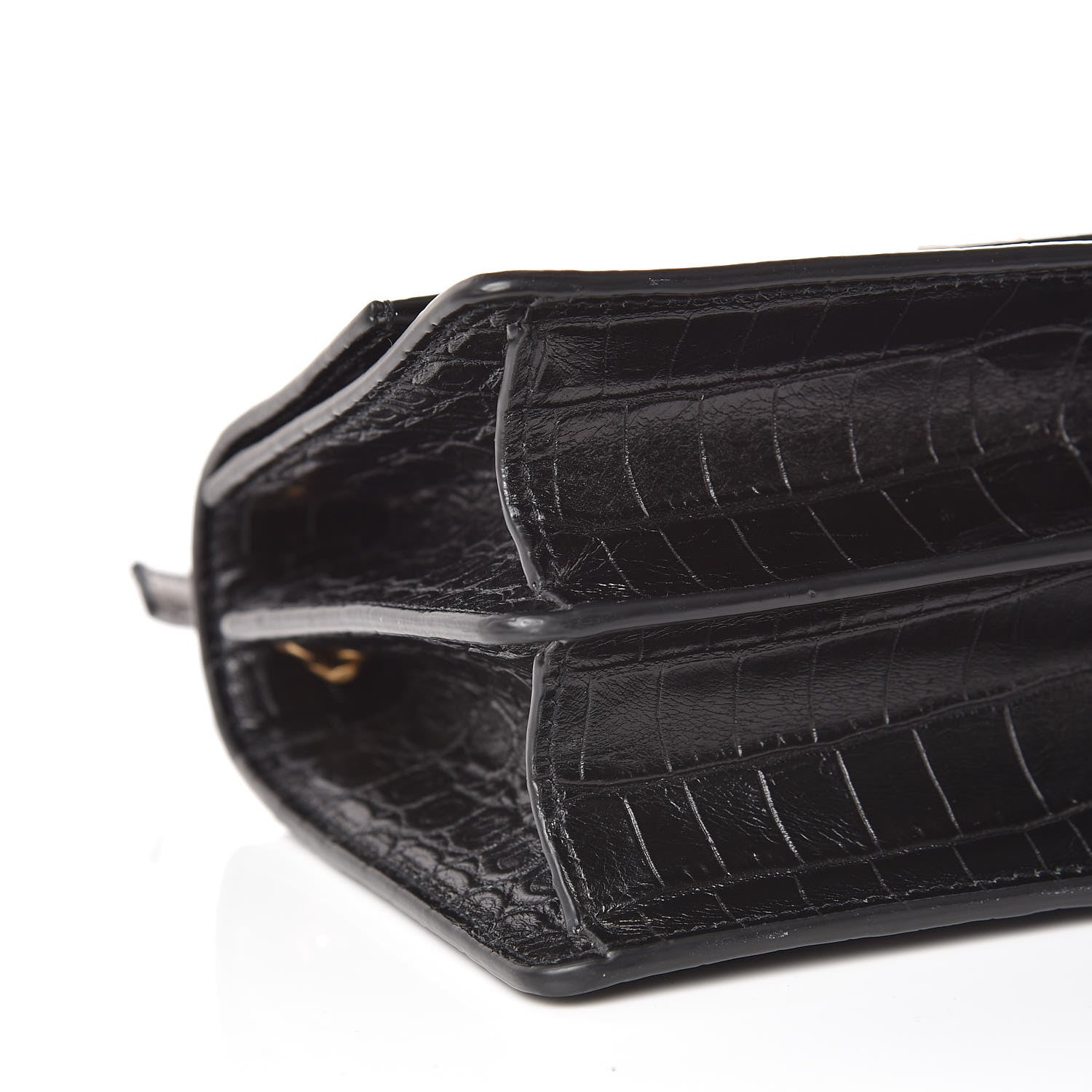 Saint Laurent Calfskin Crocodile Embossed Small Monogram Sunset Black 8 of 9