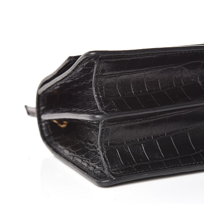 Saint Laurent Calfskin Crocodile Embossed Small Monogram Sunset Black 8 of 9