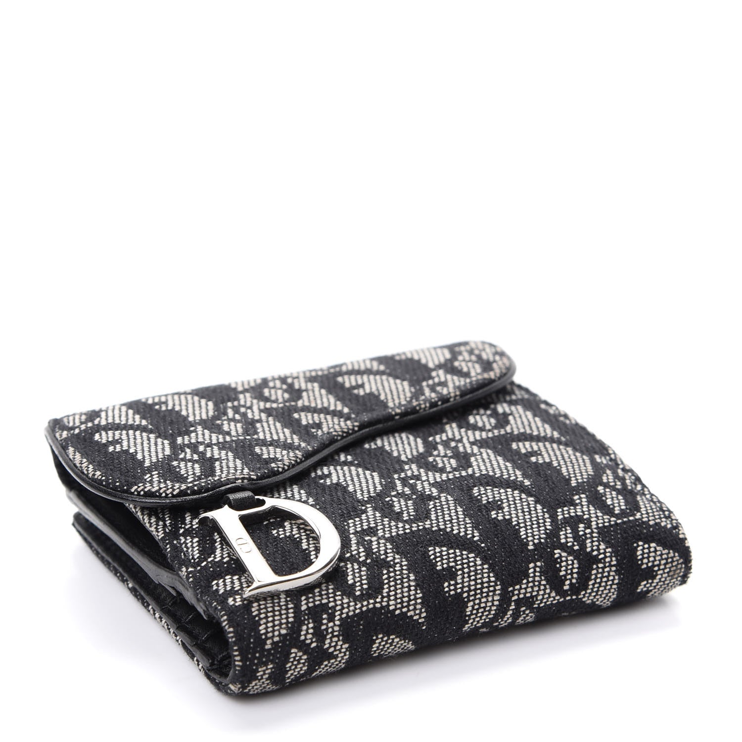 Christian Dior Monogram Compact Saddle Wallet Black 4 of 7