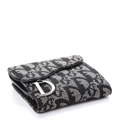 Christian Dior Monogram Compact Saddle Wallet Black 4 of 7