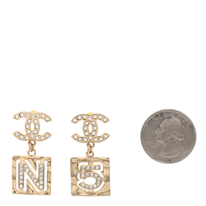 Chanel Crystal CC No 5 Drop Earrings Gold 2 of 5
