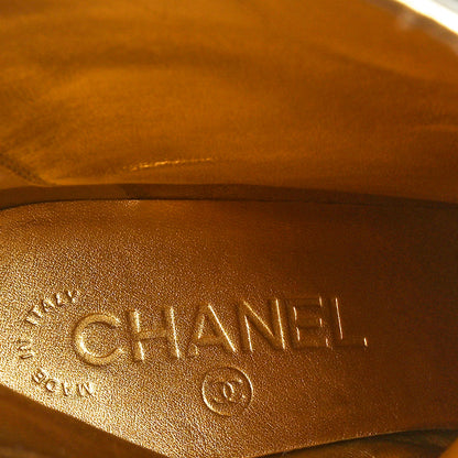 Chanel Calfskin Crocodile Embossed Cap Toe Ankle Boots 38 Gold 7 of 9