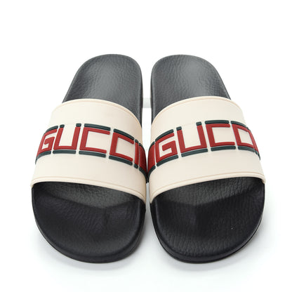 Gucci Rubber Stripe Mens Pool Slide Sandals 8 Ecru Green Red 5 of 11