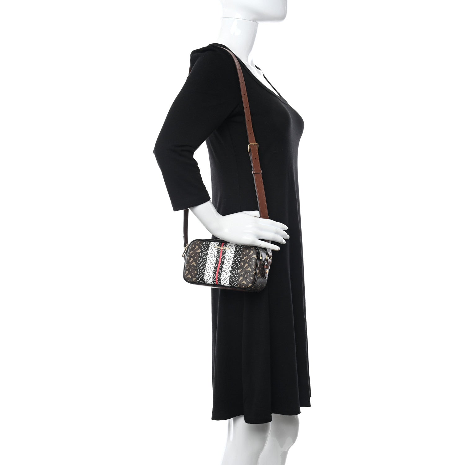 Burberry E-Canvas Monogram Stripe Micro Camera Bag Bridle Brown 2 of 10