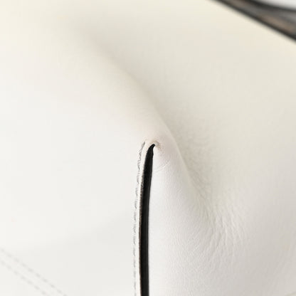 Fendi Vitello Dolce Bi-Color FF 1974 Embossed Medium By The Way Boston Bag White Ice Maya Black 12 of 13