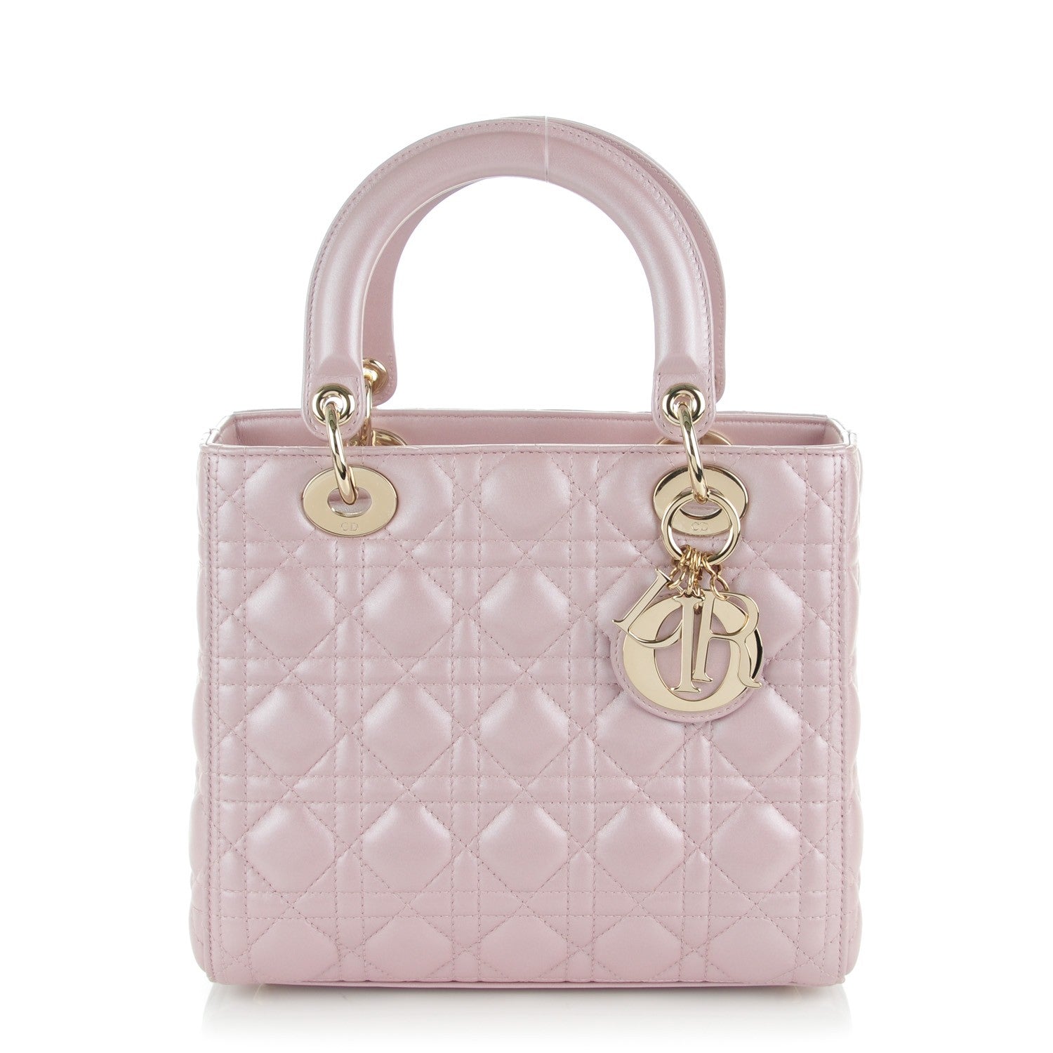 Christian Dior Pearly Lambskin Cannage Medium Lady Dior Lotus 1 of 7