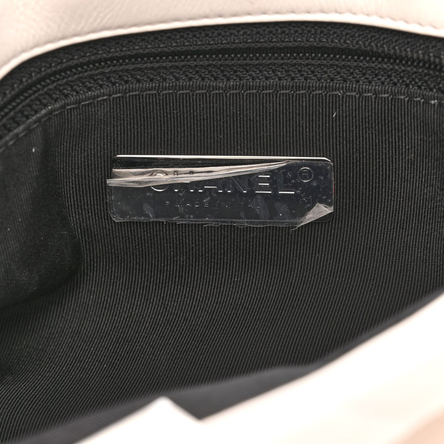 Glossy Calfskin Quilted Medium Chanel 19 Flap White Black