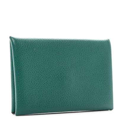 Hermes Evercolor Calvi Verso Card Case Malachite Bleu Atoll 3 of 8
