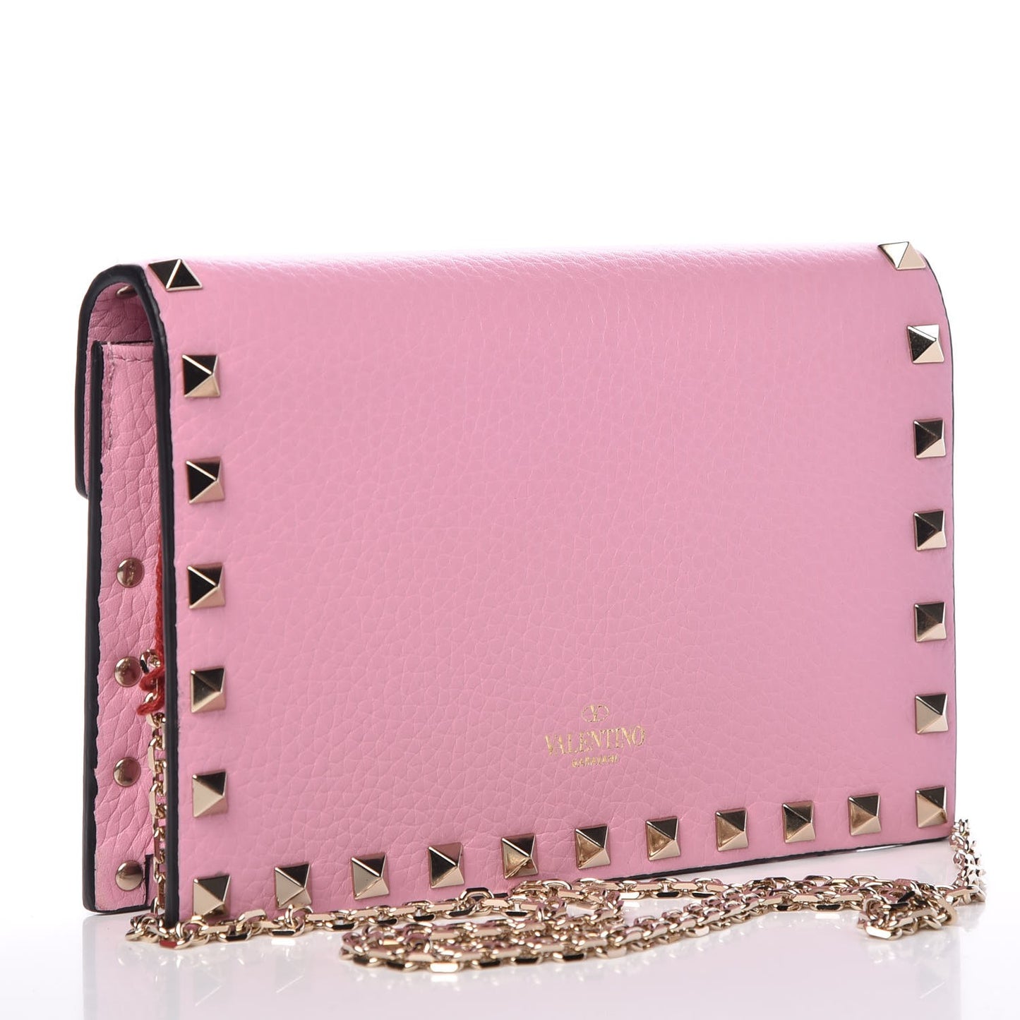 Grained Calfskin Rockstud Envelope Wallet on Chain Absolute
