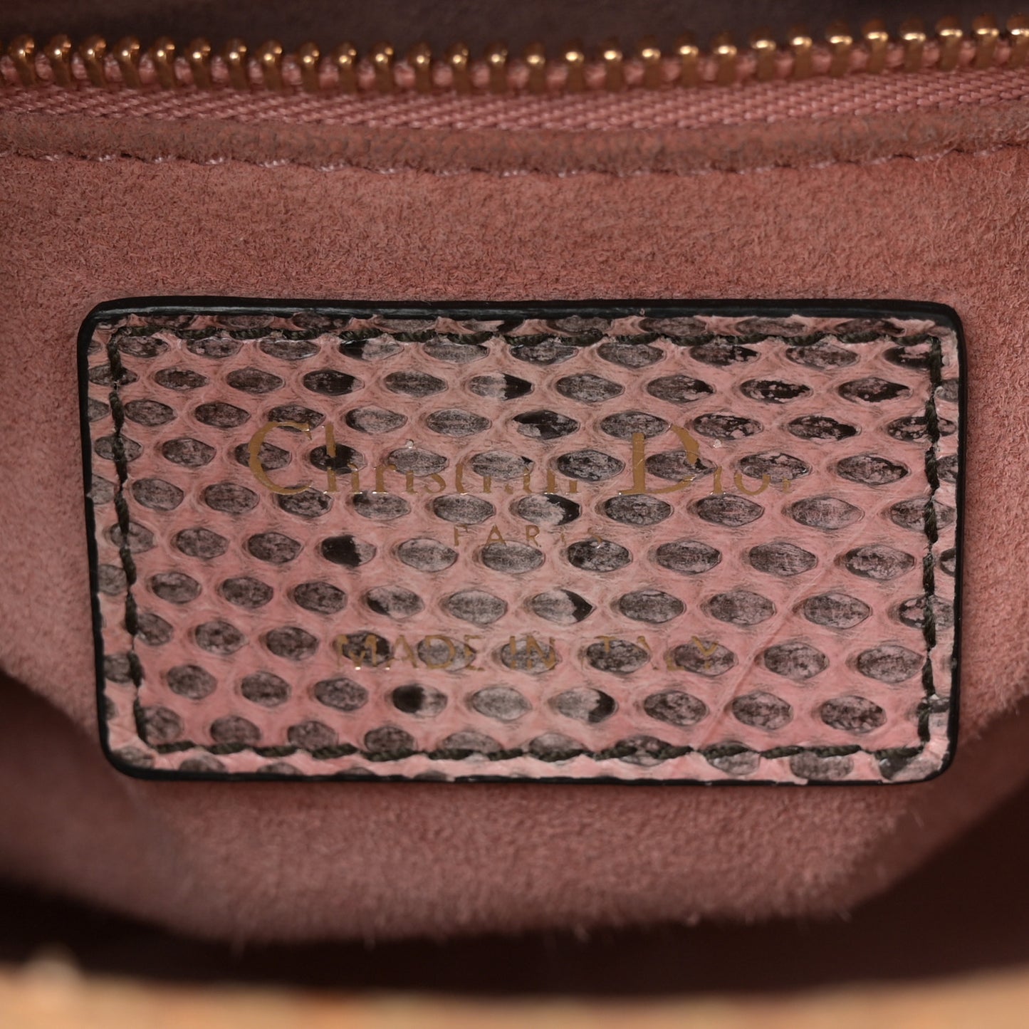 Snakeskin Beaded Mini Lady Dior Beige Multicolor