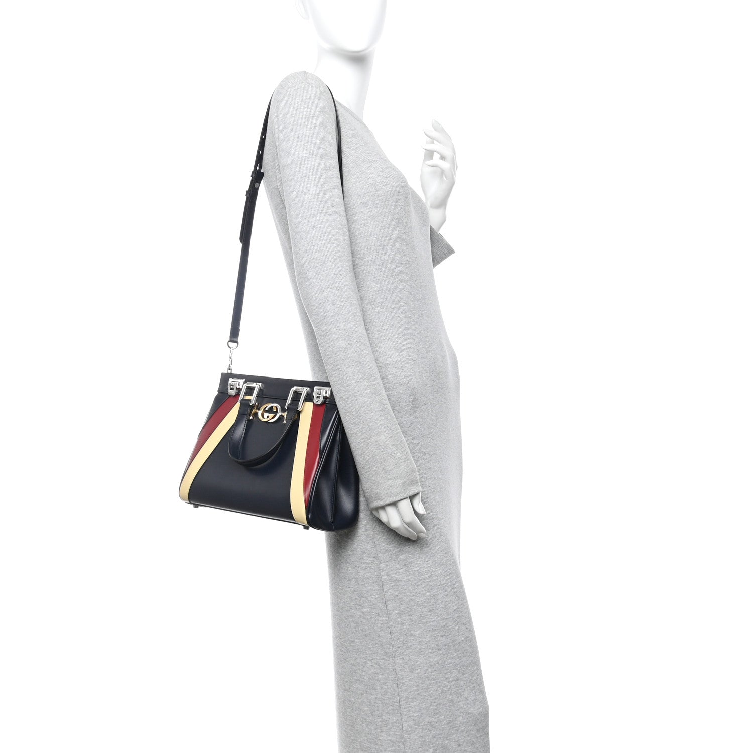 Gucci Smooth Calfskin Small Zumi Top Handle Bag Blue Romantic Cerise Butter 2 of 11