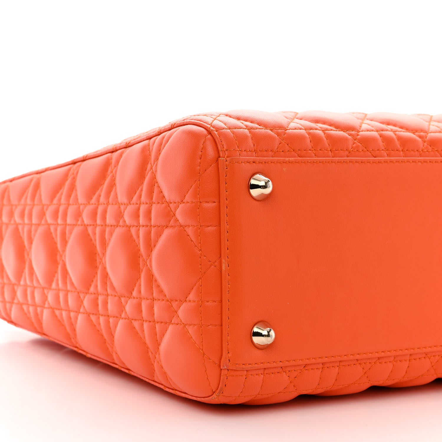 Christian Dior Lambskin Cannage Large Lady Dior Orange 9 of 12