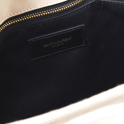 Saint Laurent Grain De Poudre Matelasse Chevron Monogram Shopping Bag Dark Beige 7 of 9