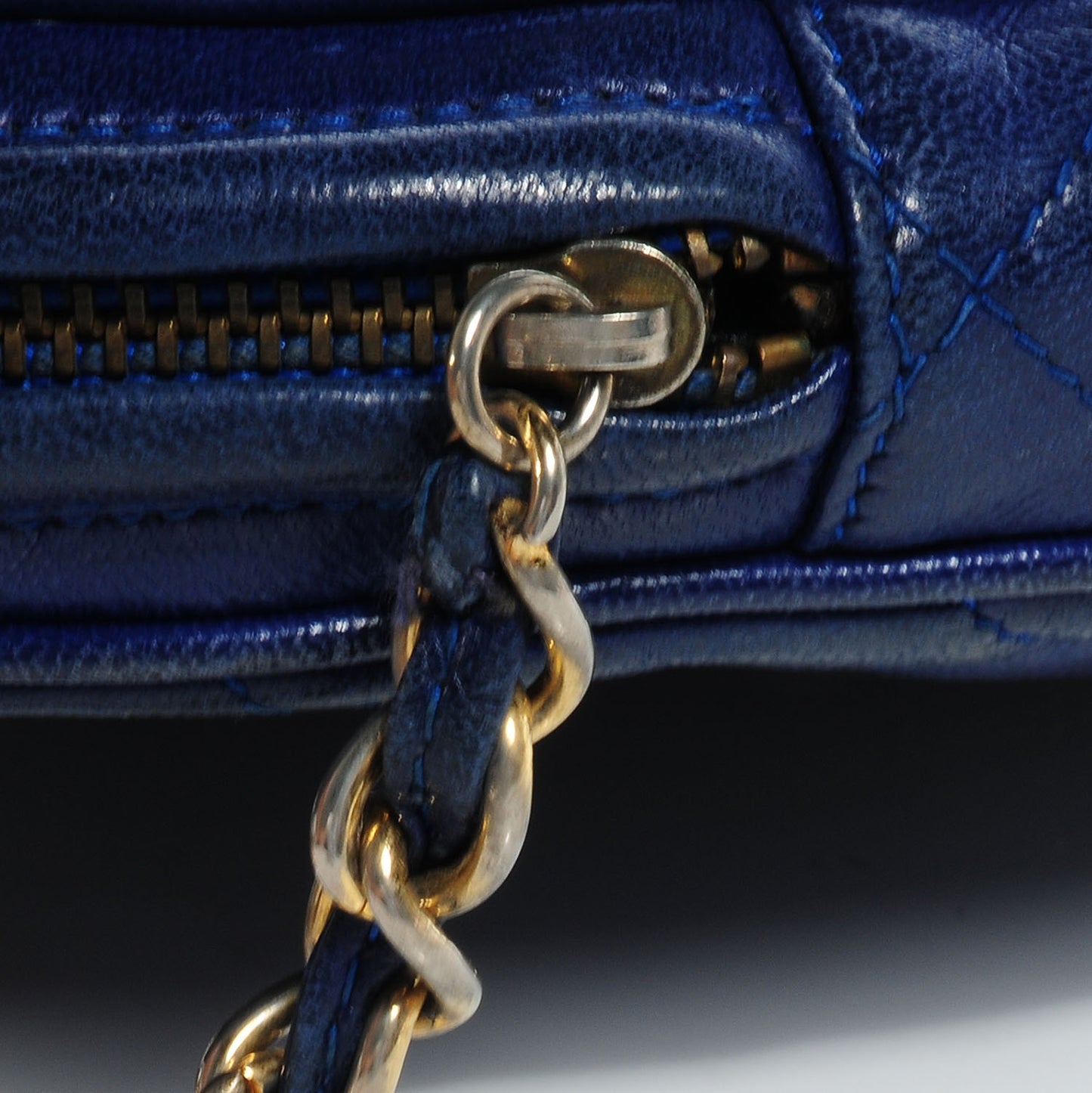 Lambskin Quilted Shoulder Bag Blue